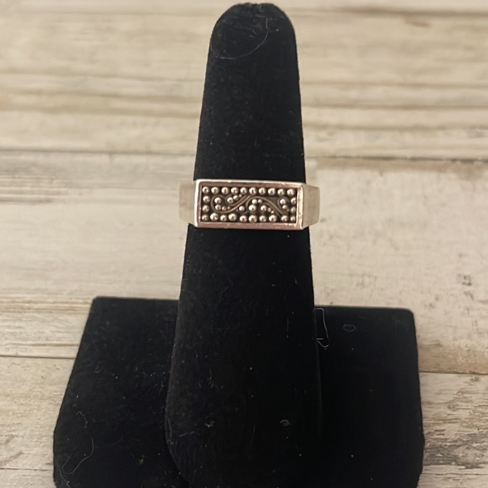 Lois Hill Sterling Silver Granulated Scroll Stacking Ring Size 6